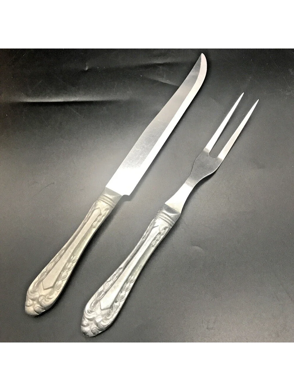 Quikut Carving Set Knife And Fork Stainless Steel Metal Handle Fremont Ohio USA